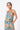 Side view of floral multicolor Kate Reversible Lattice Back Midi Dress fluid drape relaxed fit coastal