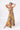 Close-up view of floral multicolor yellow Laura Empire Waist Maxi Dress With Slits maxi silhouette resort