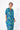 Front view of floral multicolor green blue Tess Button Front Maxi Tunic Dress maxi silhouette resort