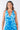 Close-up of silky-soft knit on blue tie-dye Margot V-Neck Empire Waist Maxi Knit Dress artisanal tie-dye finish