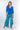Front view of blue Janice 46115 Sleeve V-Neck Wrap Knit Top relaxed silhouette easy fit coastal