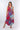Front view of multicolor floral red light blue Elaina Sleeveless A-Line Maxi Knit Dress A-line silhouette resort