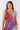 Close-up of silky-soft knit on multicolor floral red light blue Elaina Sleeveless A-Line Maxi Knit Dress print