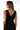Detail of black Christina V-Neck Wide-Leg Knit Jumpsuit silky-soft knit V-neck finish