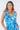 Close-up of silky-soft knit on blue tie-dye Christina V-Neck Wide-Leg Knit Jumpsuit artisanal tie-dye finish