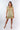 Front view of floral soft blue Lori Flutter-Sleeve V-Neck Ruffle Dress relaxed silhouette resort