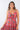 Close-up of super-soft rayon on floral purple pink Sandra Tie-Front Ruffle Maxi Dress print placement varies
