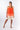 Front view of dip-dye red orange Coco Strapless Pleated Bodice Dress strapless silhouette relaxed fit resort