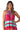 Close-up of super-soft rayon on multicolor tie-dye red blue Kate Reversible Lattice Back Midi Dress artisanal finish