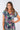 Close-up of super-soft rayon on floral multicolor April Short Sleeve Midi Dress print placement varies
