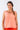 Close-up of super-soft rayon on coral Sophia V-Neck Tank Top smooth texture V-neck finish