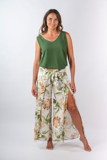 Front view of olive green Sophia V-Neck Tank Top relaxed silhouette easy fit resort