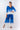 Front view of blue Josephine Mock Wrap Pants relaxed wide-leg silhouette easy fit resort