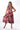 Front view of tropical multicolor red Marilyn Sweetheart Neck Halter Midi Dress midi silhouette resort