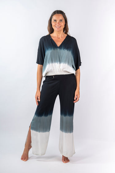 Front view of white gray black Lela V-Neck Dolman Sleeve Top relaxed silhouette easy fit coastal