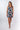 Front view of floral multicolor Anna V-Neck Mandarin Collar Dress shift silhouette relaxed fit island