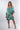 Front view of brown tie-dye blue green Kylie Convertible Off-Shoulder Dress With Ruffle Sleeves relaxed silhouette resort