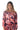 Close-up of super-soft rayon on tropical multicolor red JoJo Convertible Off-Shoulder 46115 Sleeve Top print varies