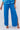 Close-up of super-soft rayon on cobalt blue Nina Straight Leg Pants With Slits smooth texture slit finish