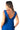 Back detail of blue hand-dipped Abbey Deep V-Neck Maxi Dress tassel ties beach to bar
