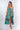Front view of brown tie-dye blue green Diana High-Low Midi Ruffle Dress high-low silhouette relaxed fit resort