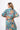 Detail of floral multicolor Tess Button Front Maxi Tunic Dress super-soft rayon button front finish
