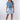Front view of multicolor light blue white Taylor Skater Knit Skirt A-line silhouette easy fit resort
