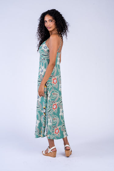 Bella Hand-Beaded Neck Line Maxi Dress
