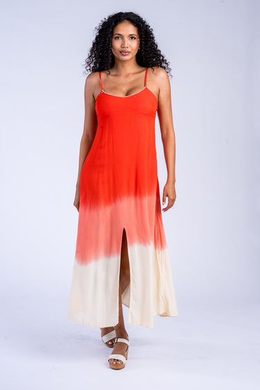 Bella Hand-Beaded Neck Line Maxi Dress
