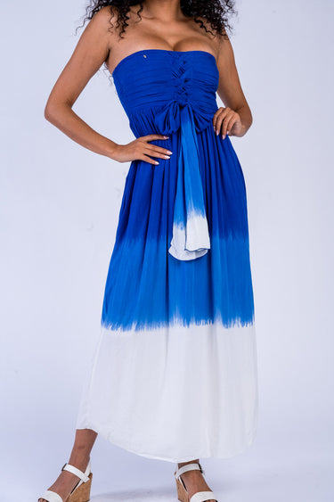 Ava Strapless Pleated Bodice Maxi Dress