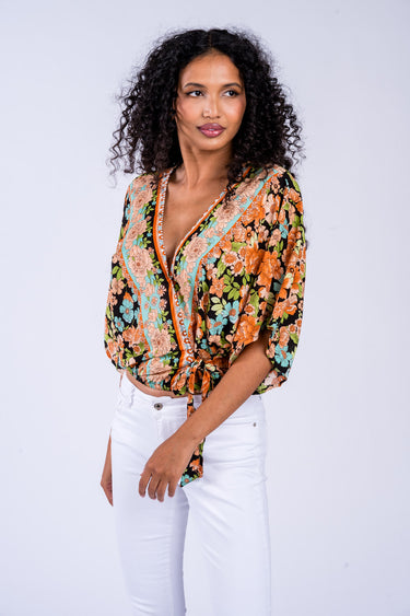Ariel Kimono Sleeve V-Neck Wrap Top