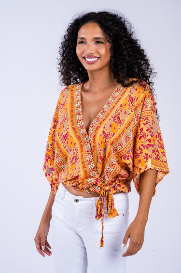 Ariel Kimono Sleeve V-Neck Wrap Top