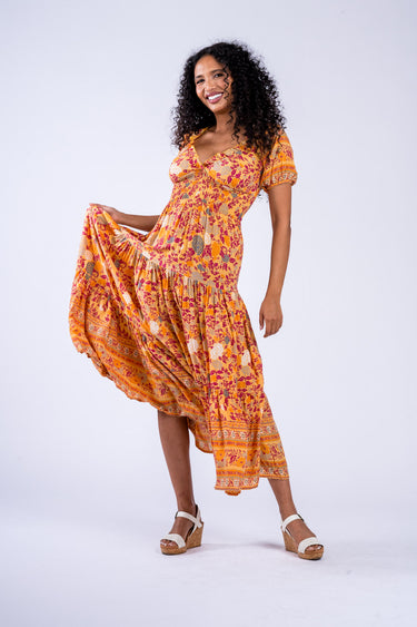 Ginger Sweetheart Ruffle Maxi Dress